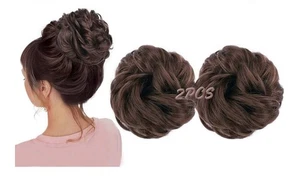 Messy Bun Hair Scrunchies - 2 Total - Medium Brown - Picture 1 of 6