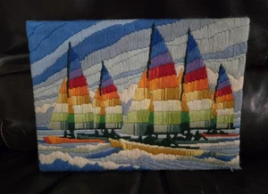 1986 Vintage Monarch Horizons Rainbow Regatta Nadelspitze komplett 16"x12" - Bild 1 von 4