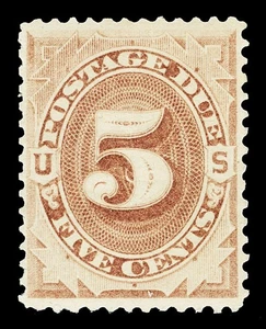 Scott J4 1879 5c Postage Due Issue Mint F-VF OG LH Reperfed Left Cat $800 - Picture 1 of 2