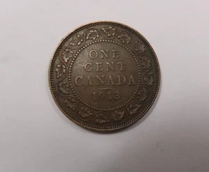 Canada King George V Large One Cent 1913 SCARCE Nice - Picture 1 of 2