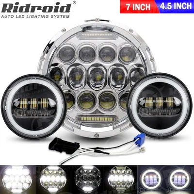 For Harley Davidson Electra Glide Classic 7" LED Headlight + 4.5" Passing Lights - Image 1 of 4