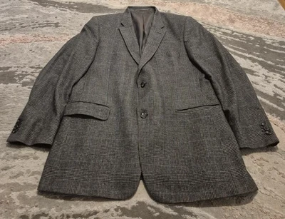 Johnstons Of Elgin Mens 100% Cashmere Blazer Jacket Check Grey Large - Image 1 of 4