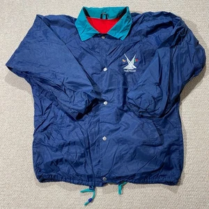 Vintage Helly Hansen Jacket Mens XL Navy Shell Rain Anorak Festival Sailing 90s - Picture 1 of 12
