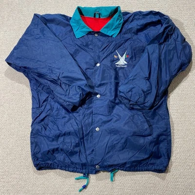 Vintage Helly Hansen Jacket Mens XL Navy Shell Rain Anorak Festival Sailing 90s - Image 1 of 4