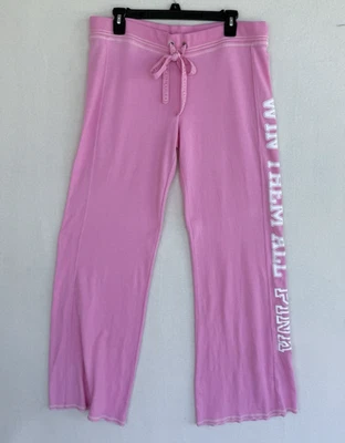 PINK Victoria's Secret Jogger Lounge Pants Womens Sz. L Pink Flare Wide Leg Rare - Image 1 of 4