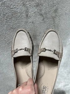 SAS Metro Women's 8.5 W Leather Horsebit Loafers Taupe Gray Tripad Comfort READ - Picture 1 of 9
