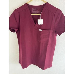 FIGS Technical Collection Women's Scrub Top XS Burgundy - Picture 1 of 3
