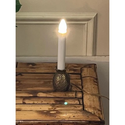 Lámpara palo vela piña latón luz probada y funciona  Foto 1 de 4