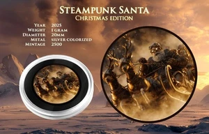 2025 Steampunk Santa Colorized 1 Gram .999 Silver Carded Capsule PRESALE - Picture 1 of 1