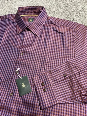 Robert Talbott Shirt Men's 2XL Plaid Button Up Orange Purple XXL - Image 1 of 4
