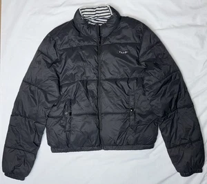Volcom Women’s Puff N Stuff Reversible Jacket Black And White Stripes - Picture 1 of 16