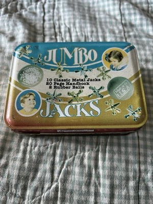Vintage Complete Set Of Original Jacks With Directions & Balls Tin Case  - Image 1 of 4