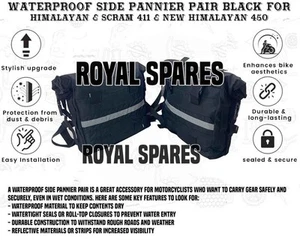 WATERPROOF SIDE PANNIER PAIR BLACK FOR RE HIMALAYAN & SCRAM 411 & HIMALAYAN 450 - Picture 1 of 20