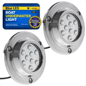 Underwater Lights LED Transom Light for Boat High Power Blue LED, 12V 2-Pack - Picture 1 of 8