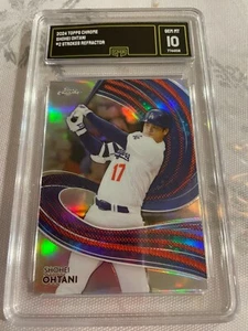 SHOHEI OHTANI DODGERS 2024 TOPPS CHROME STROKES REFRACTOR # S2 GRADED 10 - Picture 1 of 2