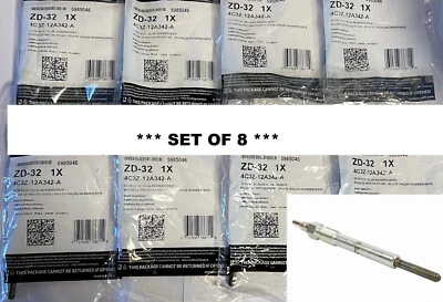 ZD32 / ZD-32 Set of 8 OEM Glow Plugs 4C3Z-12A342-A ZD13 *** SHIPS FREE *** - Image 1 of 4