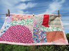 VTG doll quilt crib 1940s 50s patchwork MCM 12" x 24" paisley floral feedsack oo
