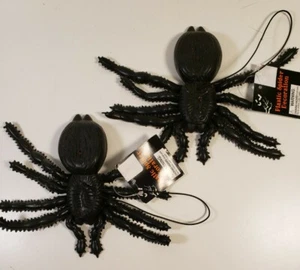 2 Large Black Spiders, 9" x 6 1/2", Halloween Decoration - Picture 1 of 5