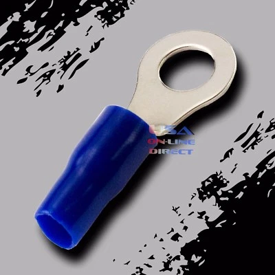 8 ga. Gauge Ring Terminals 20 Pack AWG Wire Crimp Blue Cover  5/16" Hole Contact - Image 1 of 2