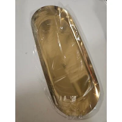 Simple 8.75" Oval Stainless Steel Jewelry Vanity Display Tray Organizer, Gold - Image 1 of 4