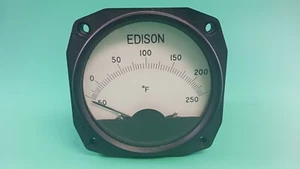 EDISON  228-03203 INDICATOR TEMPERATURE GAUGE -50-250 DEGREE F METER 22.5V - Picture 1 of 9