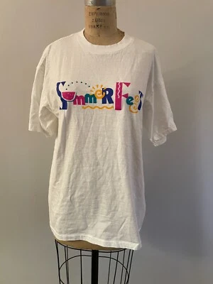 Vintage 90s Summerfest Milwaukee Festival Funky Single Stitch Crewneck T-shirt L - Image 1 of 4