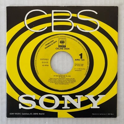 CÉLINE DION If You Asked Me To 1992 SPAIN 7" One-Sided PROMO Only 45 - Image 1 of 2