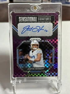 2022 Prizm Justin Herbert Sensational Sigs Purple Power Auto /15 SD Chargers - Picture 1 of 4