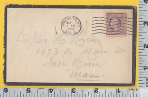 6661 Trauerumschlag 1918 Brooklyn NY Dr George Henry Hicks Fall River MA - Bild 1 von 2