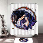 Fantasy Art Black Horse and Purple Fairy Shower Curtains