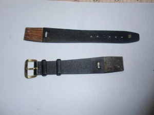 Correa de reloj de cuero negro de 18 mm ~ 8" de largo *Borre en tono dorado #HB -163 - Imagen 1 de 12