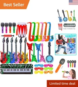 Ultimatives 30-teiliges aufblasbares Musikinstrumentenset für Kinder Rockstar Partys - Bild 1 von 11
