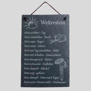 Schiefer Wetterstein Wetterstation Wetterschild Garten ca.30x20 cm Gravur - Bild 1 von 5
