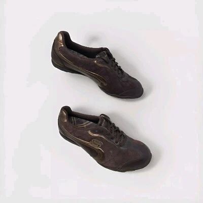 ZAPATOS SKECHERS Mujer Talla 7 Atléticos Elásticos Cuero Sintético 21853 Marrón Foto 1 de 4