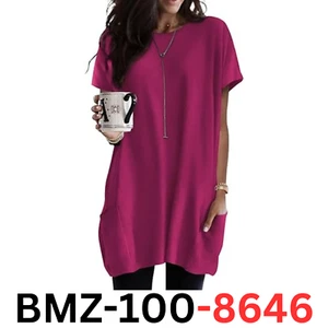 Dokotoo Women Summer Casual Crewneck Loose Fit Color Short Sleeve T-Shirt, XXL - Picture 1 of 6