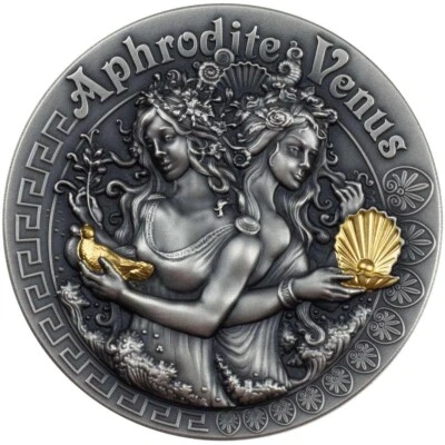 APHRODITE AND VENUS Strong and Beautiful Goddesses 2 Oz Silver Coin $5 Niue 2020 - Image 1 of 3