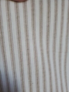 Sewing Fabric Pillow Ticking Tan & White Striped Poplin 1.5ydX56" Cotton - Picture 1 of 6