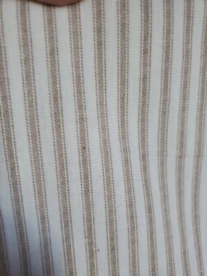 Sewing Fabric Pillow Ticking Tan & White Striped Poplin 1.5ydX56" Cotton - Image 1 of 4