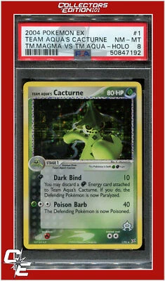 EX Team Magma vs Team Aqua 1 Team Aqua's Cacturne Holo PSA 8 - Image 1 of 2