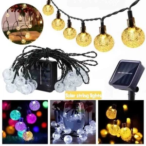 50 LED 23 Ft Outdoor String Lights Solar Bulb Waterproof Patio Party Garden Yard - Picture 1 of 8