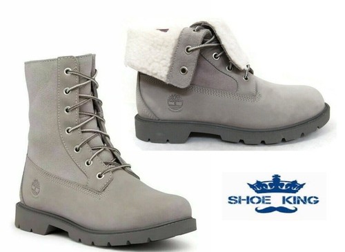 Timberland donna legno di tiglio impermeabile pieghevole teddy pile grigio A1GYB taglia 9