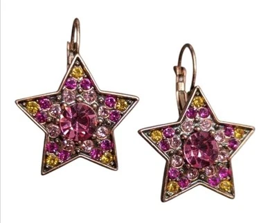 Pendientes colgantes Kirks Folly firmados estrella cristal rosa estrás Foto 1 de 4