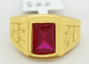 LAB CREATED RUBY  1.18 Cts NUGGET STYLE RING 14k GOLD - NWT & FREE Gift Box - Picture 1 of 7