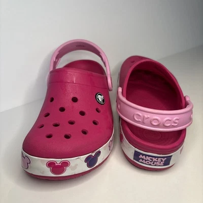 Crocs Toddlers Kids Fun Lab Mickey Lights Clogs Pink Sz 9 C Sandals With Charm - Image 1 of 4