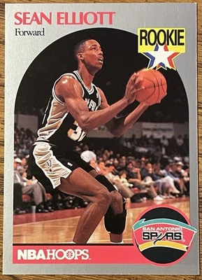 Sean Elliott 1990-91 NBA Hoops Rookie Card #267 San Antonio Spurs RC Free Ship - Image 1 of 3