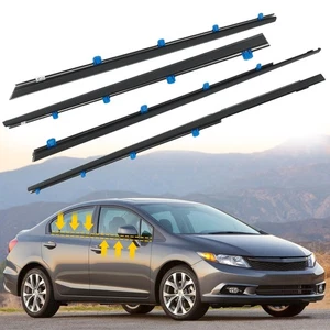 4 piezas tiras climáticas de ventana exterior sello moldura moldura moldura para Honda Civic 2012-2015 - Imagen 1 de 7