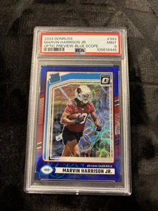 2024 PANINI DONRUSS OPTIC PREVIEW-BLUE SCOPE Marvin Harrison Jr ROOKIE RC PSA 9 - Picture 1 of 3