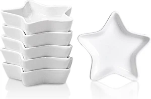 Star Soy Sauce Dish Dipping Bowls 1.2 Oz Ceramic Set of 6 New Sauce Cups for BBQ - Picture 1 of 12