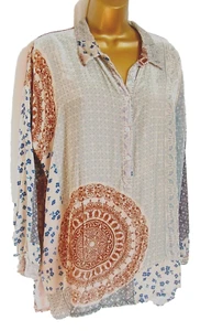 JOHNNY WAS Silk velvet Collared Shirt Henley button up fits 18 UK many Patterns. - Picture 1 of 10
