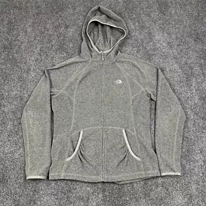 The North Face Hoodie Womens Large Full Zip Gray Polartec Jacket Fleece Pocket - Picture 1 of 13